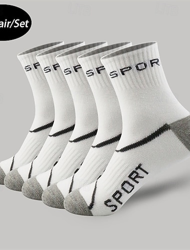  Herren 10 Paare Socken Laufsocken Freizeitsocken Schwarz Weiß Farbe Farbblock Text Outdoor Urlaub Alltagskleidung Mittel Frühling Herbst Mode Streetwear