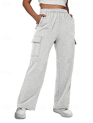  Dames Cargohosen Chinese Vakantie Streetwear Casual Volledige lengte Middelhoge taille Effen Zak Elastische taille Comfortabel Micro-elastisch Dagelijks Buiten Vakantie donkerbruin Lichtgrijs