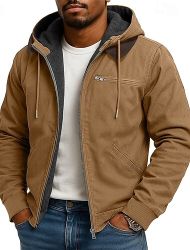  Homens Moletom Full Zip Hoodie Moletom de lã Moletom com capuz forrado de lã Azul Marron Verde Cinzento Com Capuz Tecido Patchwork Bloco de cor Desportos e Ar livre Casual Diário Roupa de rua Legal