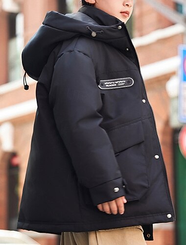  Bambini Ragazzi Giacca in piuma Giacca da esterno Giacca Imbottita Capispalla Tinta unica Manica Lunga Tenere al caldo Antivento Cappotto Casuale Quotidiano Essenziale Nero Rosso Verde Autunno Inverno