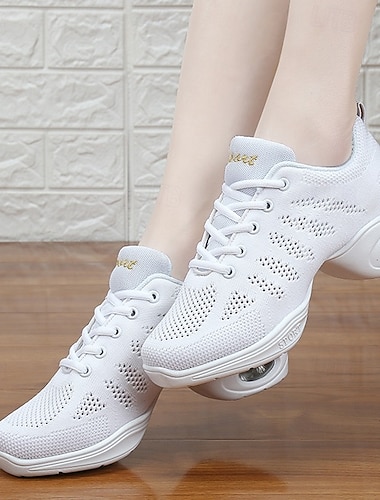  chaussures de danse en tricot noir pour femmes – semelle légère à coussin d'air, design respirant, parfaites pour la danse latine, le jazz et le fitness