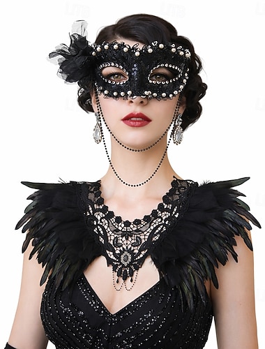  Masque de Carnaval Masque Accessoires Plume Adulte Femmes Halloween Carnaval Mardi Gras Carnaval de Venise Déguisements d'Halloween faciles Se déguiser