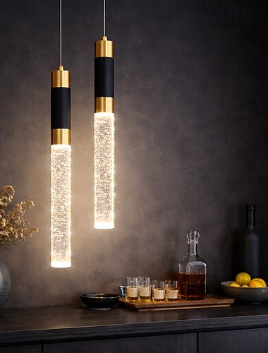  Luminaire suspendu LED dimmable 34 cm cristal moderne luminaire pour îlot de cuisine, éclairage suspendu réglable pour îlot de cuisine, lustre LED or noir pour salle à manger, chambre à coucher, mini