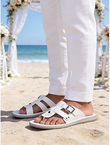  Blå herresandaler med krokodillemønster – stilige og komfortable med justerbar spenne, ideelle for uformelle utflukter, sommerarrangementer og bryllup