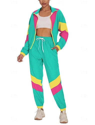  Rétro Vintage Années 1980 Hip Hop Tenues Vêtements de sport Survêtement avec accessoires Manches longues Disco Déguisement Femmes Costume de Carnaval Halloween Carnaval Nouvel An Défilé de la Fiert