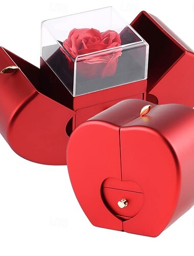  Caja de regalo de rosa roja - caja con forma de manzana, caja de boda, caja de flores de rosa para collar, pulsera, fiesta de cumpleaños, día de San Valentín, año nuevo, regalo romántico de Navidad