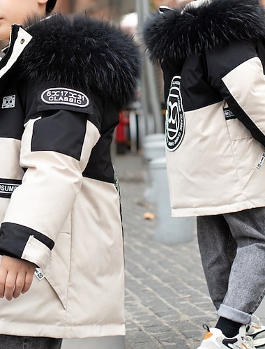  Bambini Ragazze Giacca in piuma Giacca Imbottita Blocco di colori Sport Tasca Tenere al caldo Antivento All'aperto Cappotto Capispalla 4-12 Anni Inverno Giallo Blu marino Beige