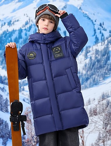  Kinderen Jongens Donsjack Hoodie jas Pufferjack bovenkleding Effen Kleur Lange mouw Zak Houd Warm Windbestendig: jas Casual Dagelijks Basic blauw Zwart Rood Herfst Winter 4 jaar +