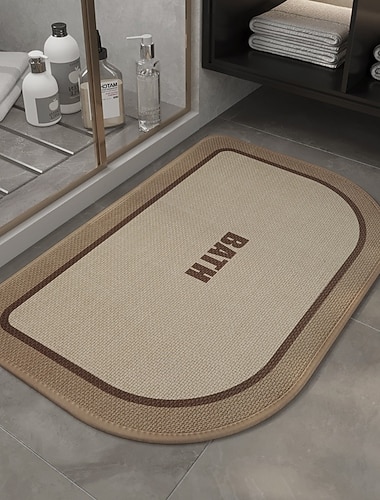  Gewebte Badematte aus Leinen, saugfähig, schnelltrocknend, weich, rutschfest, für WC-Tür, Dusche, Waschbecken und Badezimmer zur Trennung von Nass- und Trockenbereichen