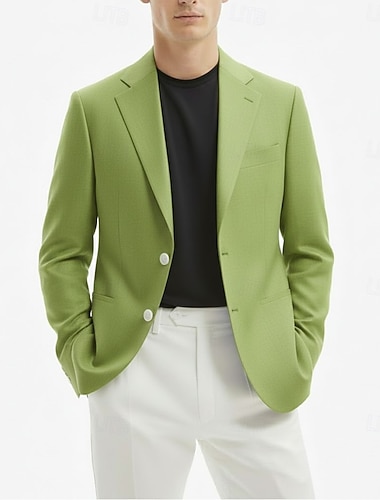  Hombre Chaqueta de lino Cuello de muesca Ligeras Clásico Casual Color sólido Blazer Blazer de lino Negro Blanco Rosa A Medida Dos botones de un solo pecho