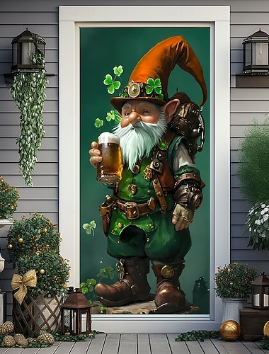  Dia de São Patrício Pôsteres Tampa da porta Banners externos Chapéu verde Trevo Estilo bonito 3D De Festa Dorm Sala de Adolescentes Dormitório da faculdade Quarto de fraternidade da caverna masculina