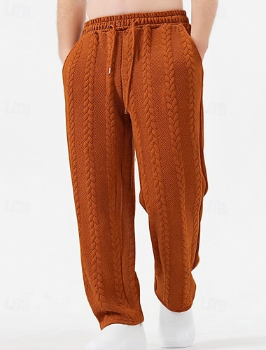 Herren Jogginghose Hose Gerade geschnittene Sweatpants Jacquard Kordelzug Tasche Einfach Komfort Weich Lässig Täglich Outdoor Urlaub Mode Schwarz Orange Mikroelastisch