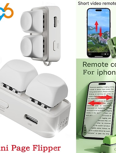  Novo teclado com duas teclas para virar páginas de e-books, compatível com tablets e celulares, com controle remoto Bluetooth e ideal para assistir a vídeos curtos em Android/iOS.