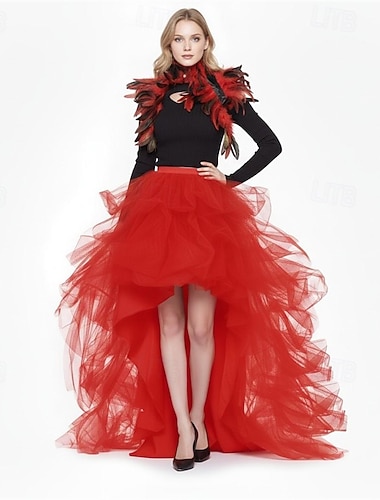  Costume élégant Jupe en tulle Jupe tutu Rétro Vintage Années 1980 Superposé Asymétrique Bouffi Adulte Femmes Halloween Carnaval Soirée Performance Danse Ballet Se déguiser