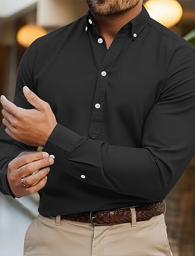  Herren Hemd Popover-Hemd Durchgeknöpft Hemd Oxford Hemd Denim Blue Schwarz Weiß Marineblau Dunkelblau Langarm Einfach Umlegekragen Lässig Outdoor Tasche Bekleidung Neutral Mode Geschäftlich Lässig