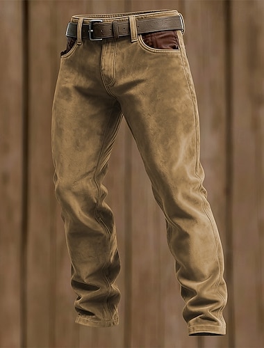  Herren Hose Anzughose Chinos Patchwork Tasche Einfarbig Komfort tragbar Täglich Outdoor Geschäft Streetwear Stilvoll Braun Khaki