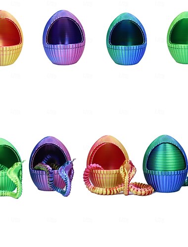  Uova di Pasqua stampate in 3D con serpente all'interno, uova con animali serpente di cristallo stampati in 3D all'interno, decorazioni per ufficio domestico, giocattoli di cristallo a forma di cobra