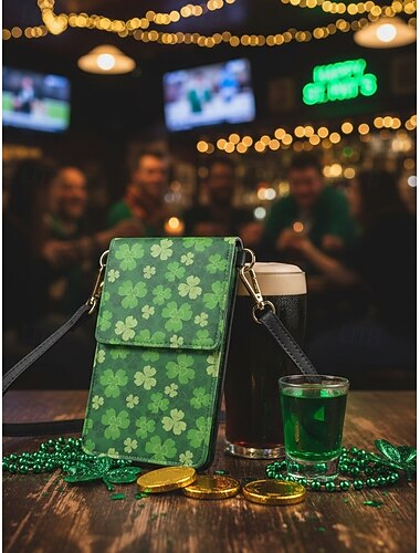  borsa a tracolla da donna con stampa trifoglio per San Patrizio – motivo trifoglio verde, elegante &accessorio festivo per le celebrazioni