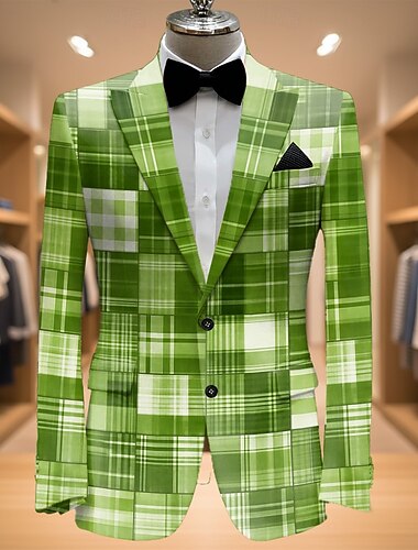  رجالي منقوش جاكيت بليزر معطف موضة مريح متنفس فني كاجوال مناسب للبس اليومي ملابس الحفلات والسهرات جيب طباعة ثلاثية الأبعاد Buttons كل الفصول حز كم طويل أزرق أرجواني أخضر