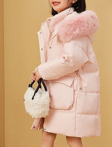  Bambini Ragazze Giacca in piuma Giacca Imbottita Tinta unica Sport Tasca Tenere al caldo Antivento All'aperto Cappotto Capispalla 4-12 Anni Inverno Nero Rosa Viola