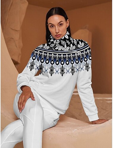  Dames Trui met capuchon Wit Lange mouw Kleding Bovenlichaam Dames golfkleding kleding outfits draag kleding