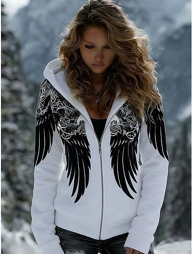  Damen Hoodies mit Reißverschluss Reißverschluss Grafik Aktiv Vintage Ethnisch Langarm Mit Kapuze Normale Oberteile Lässig Heim Sport Blau Weiß Rote Grün Frühling Winter