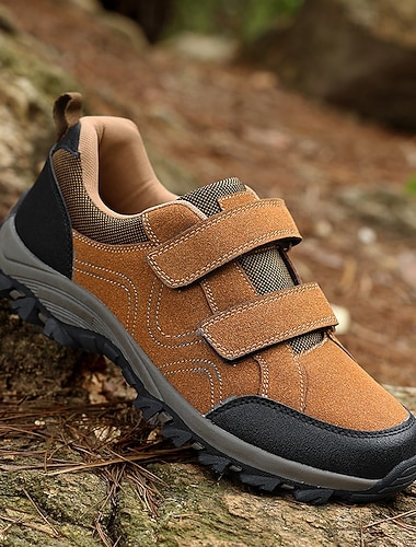 Chaussures de randonnée marron pour homme avec bride velcro – baskets confortables et résistantes avec brides réglables, parfaites pour les activités de plein air, la randonnée et les voyages.