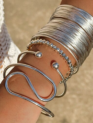  Samba Accessoires Gemengde Stijl Zilveren Armbanden voor Vrouwen - Gelaagde Spiraal Draad Bangles Brazilië Festival Prestatie Kostuum