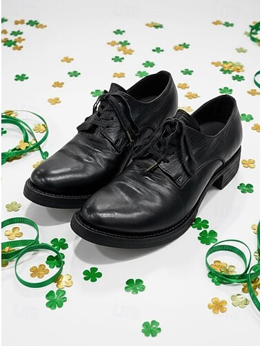  Schwarze Herren-Anzugschuhe, klassische Schnürschuhe im Oxford-Stil, bequeme Business-Schuhe für Büro, Hochzeiten und Outfits für den St. Patrick's Day