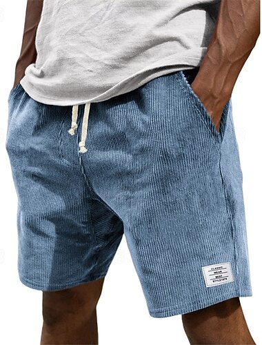  Per uomo Shorts Pantaloncini casual Pantaloncini di velluto a coste Tasca Elastico in vita Semplice Comodità Traspirante Lunghezza al ginocchio All'aperto Vacanza Abbigliamento quotidiano Vacanza Moda