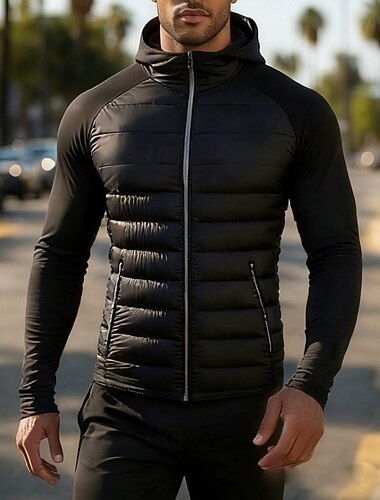  Voor heren Effen Hardloopjack Buitenjas Jack met capuchon Zak Capuchon Lange mouw Kleding Bovenlichaam Sportkleding Herfst winter Katoen waterdicht Winddicht Lichtgewicht Ademend Sportschooltraining