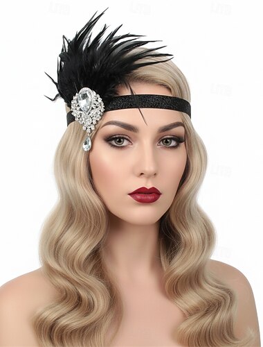  Retró Ordító 20-as évek 1920-as évek Flapper fejpánt A nagy Gatsby Flapper lány Jelmez Női Mindszentek napja Farsang Álarcos mulatság Farsang Felnőttek Fejpánt Minden évszak