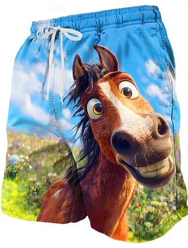  Voor heren Tekenfilm Zebra Ezel Lange zwembroeken Zwemshorts Boardshorts Medium Taille Grappig Hawaii Strandvakantie Zijzakken Mesh voering Elastische tailleband met trekkoord Ontwerper Kleding