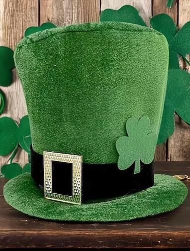  Partyhüte zum St. Patrick's Day mit Kleeblattmotiv, grün &Schwarze Einweg-Festivalhüte aus Polyester, federfrei, perfekt für Indoor-Partys und Fotos.