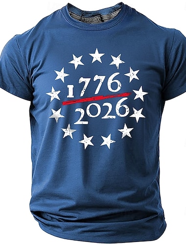  4 luglio 2026 250° Memorial Day Maglietta a manica corta girocollo con stampa 3D della bandiera USA per uomo