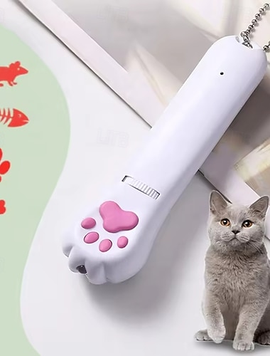  Elektrisk katteleker USB-oppladbar projeksjonsleke med flermønstret lys, interaktiv teaserstav for katter &kattunger