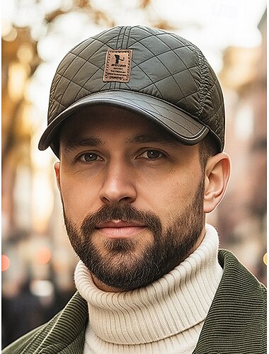  כובע בייסבול לגברים דמוי עור עם עיצוב מתקפל לאוזניים, זמין במגוון צבעים, אידיאלי למזג אוויר קר וללבוש יומיומי