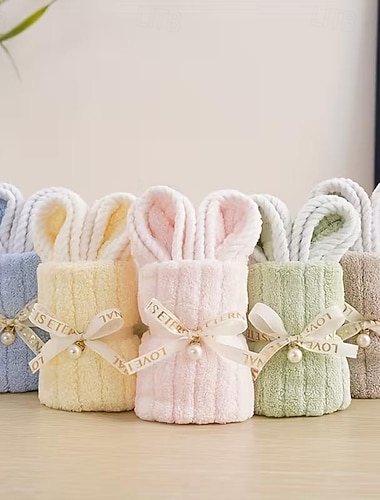  5er-Pack Osterhasen-Handtücher, weiche und saugfähige Fingertücher mit Hasenmotiv, ideales Geschenk für Küche und Bad, Hochzeit, Geburtstag, Valentinstag, Weihnachten und Ostern.