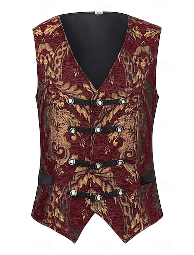  Rétro Vintage Gothique Rococo Veste Prince Aristocrate Jacquard Déguisement Homme Costume de Carnaval Carnaval Mascarade Carnaval Adultes Gilet Toutes saisons