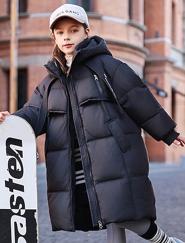  Bambini Ragazze Giacca in piuma Giacca Imbottita Tinta unica Sport Tasca Tenere al caldo Antivento All'aperto Cappotto Capispalla 4-12 Anni Inverno Nero Rosa Viola