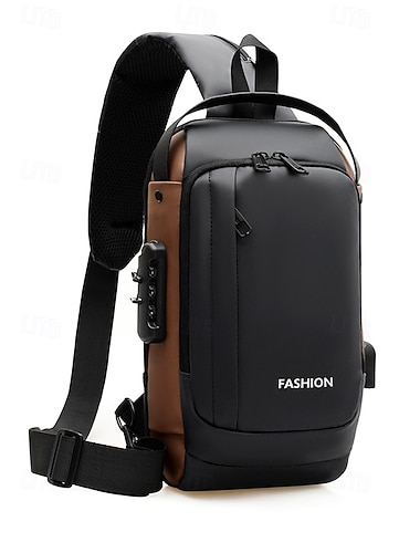  Flerfarget skulderveske i nylon for menn for reiser, fotturer og friluftsliv - vannavstøtende crossbody-veske med ekstern USB-port