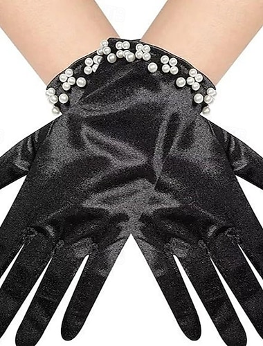  Térylène Longueur au poignet Gant Élégant Avec Fausse Perle / Couleur unie Gants de Mariage / Fête