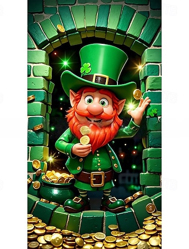  Türdekoration zum St. Patrick's Day: Flagge, grünes vierblättriges Kleeblatt für die Veranda, Stoff für festliche Türdekoration zum Feiertag, Dekoration zum St. Patrick's Day.