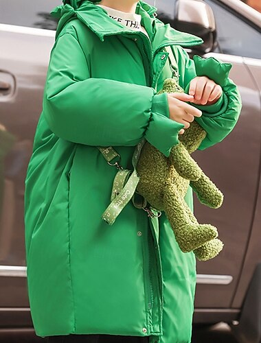  Kinderen Voor meisjes Donsjack Pufferjack Effen Kleur Sport Zak Houd Warm Windbestendig: Buiten jas bovenkleding 4 jaar + Winter Zwart Wit Blozend Roze