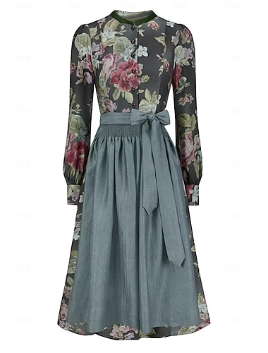  Oktoberfest فساتين فستان درندل Trachtenkleader عاملة نظافة البافارية ألماني المراعي نسائي مهرجان مهرجان البيرة قماش النمط التقليدي فستان مئزر