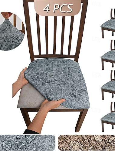  Elastische, wasserdichte Stuhlhussen (1/4/6er-Pack), staubdicht und kratzfest, universeller Stuhlschutz, strapazierfähiger und stilvoller Sitzbezug für Esszimmerstühle und Hocker.