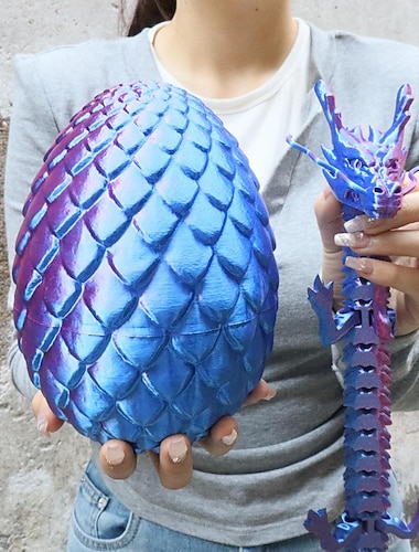  Dragão grande impresso em 3D com ovo de Páscoa, dragão articulado grande para decoração de casa, bichinho de estimação para mesa, presente de Natal ou aniversário
