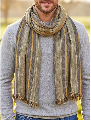  Herreskjerf i bomulls- og lin, lett og mykt, tilgjengelig i flere farger, perfekt for både uformelle og formelle anledninger