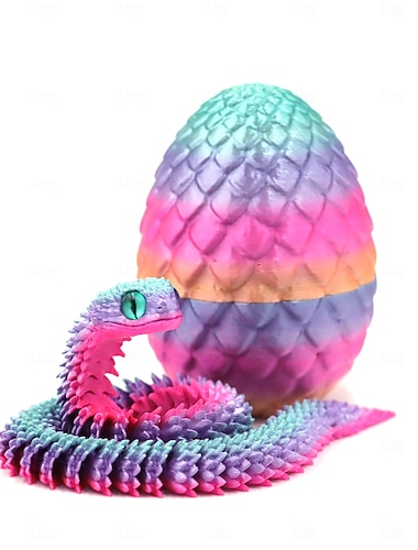  Ostereier, Schlangenei mit 3D-gedruckter Schlange, Jahr der Schlange 2025, 3D-gedruckte Schlange, Schreibtischspielzeug für Führungskräfte, bewegliche Schlange, Fidget-Spielzeug als Ostergeschenk für