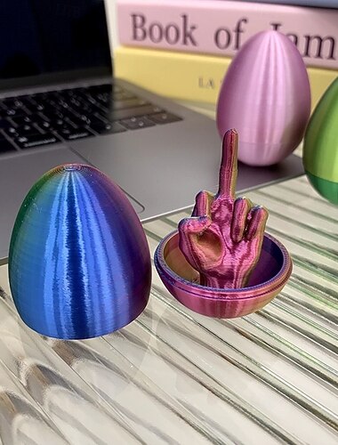  Osterei mit Mittelfinger-Motiv, 3D-Druck-Geschenke für Erwachsene, mehrfarbige und einzigartige Designs, perfekt für den Osterkorb und als Ostergeschenk für Erwachsene